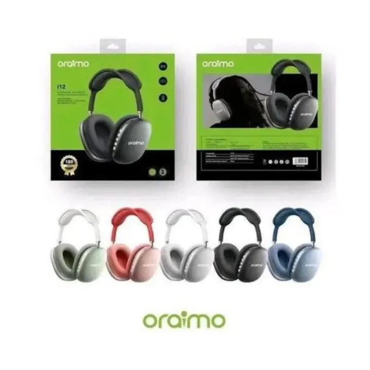 Oraimo i12 Wireless Headset – Super Bass Wireless Bluetooth Headphones With Microphone and Noise Cancellation Gaming Headset Stereo HiFi Earphones- (Random of Black, white, green and Pink)